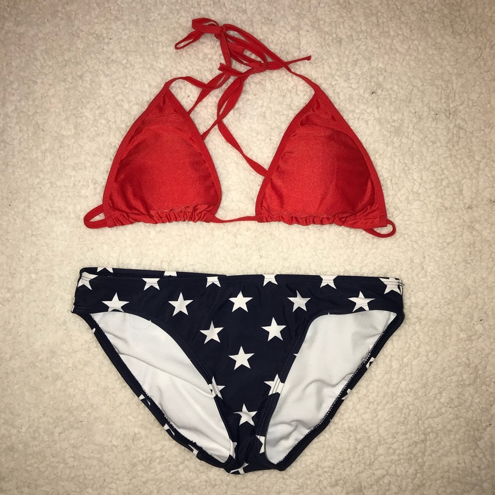 American flag bikini, red white and blue